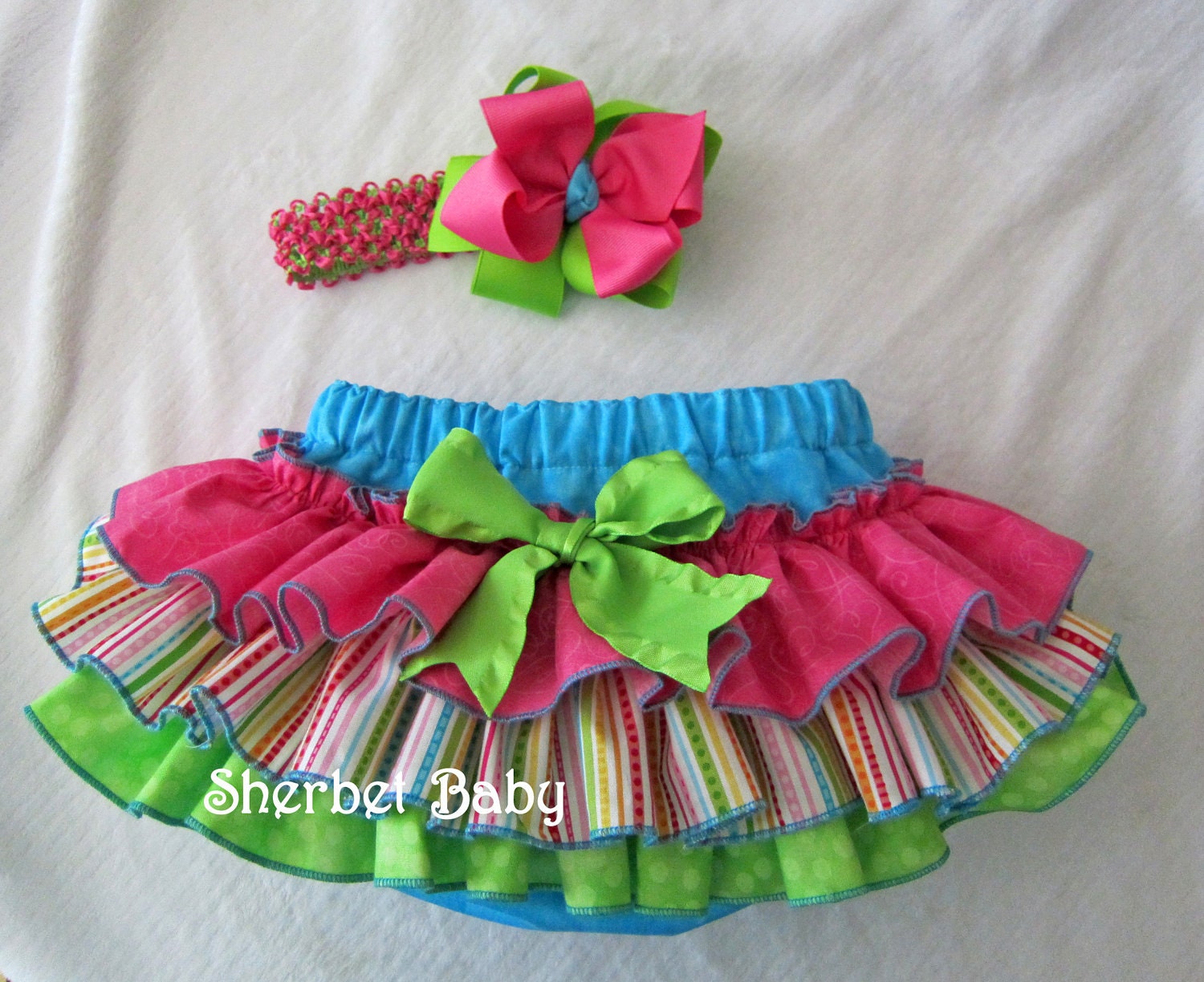 Sassy Pants Ruffled Diaper Cover Candy Shop 11 Headband and Double Stack Hairbow