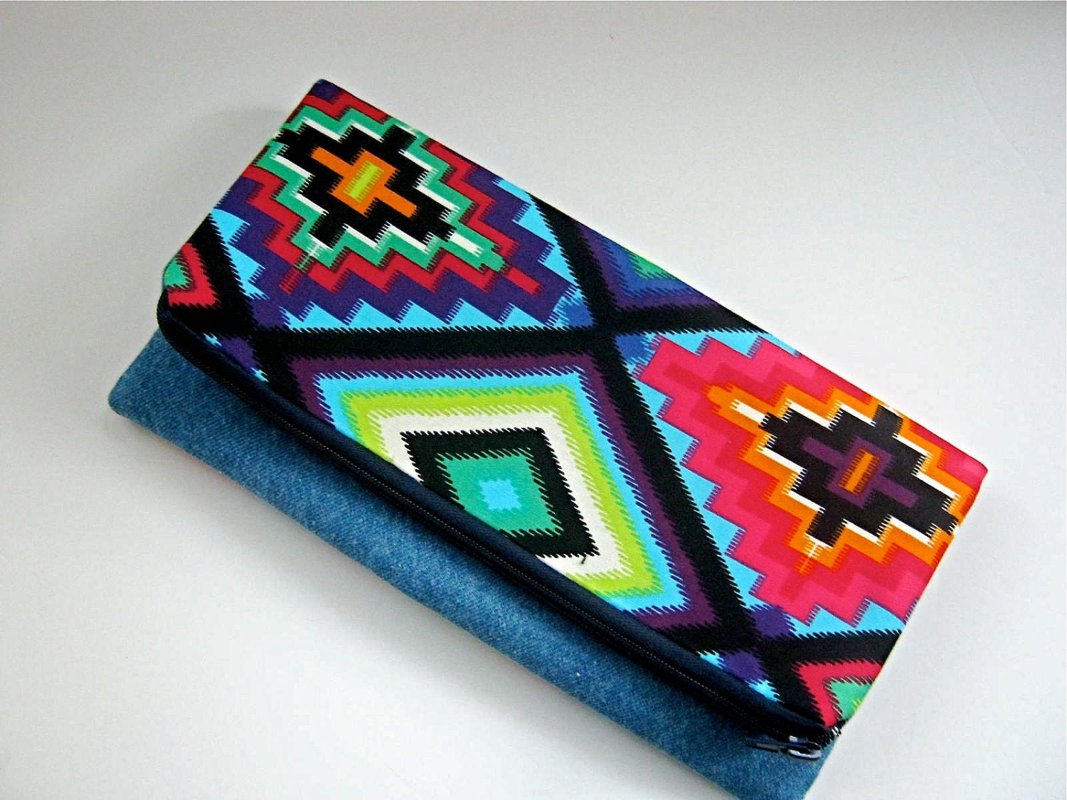 Fold Over Navajo Turquoise Clutch Bag - Spring Fashion