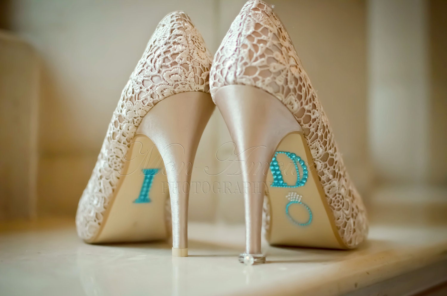 BLUE "I Do" Wedding Shoe Rhinestone Applique - MonAmourBoutique