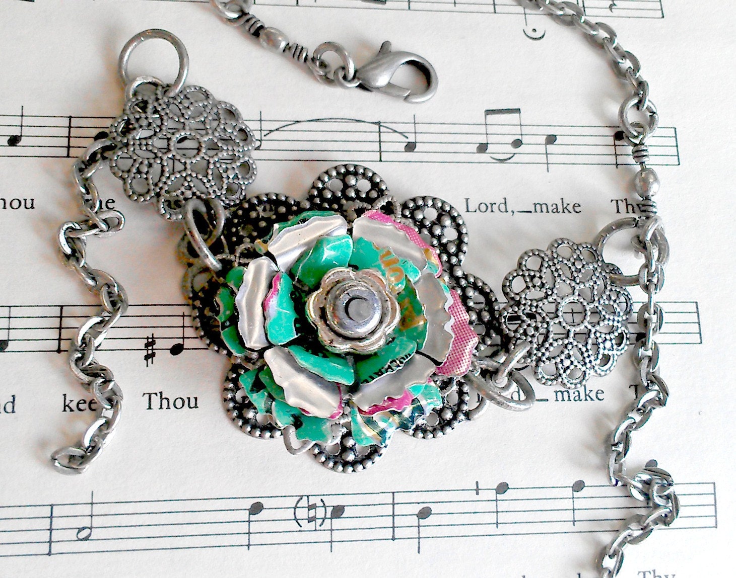 Arizona Tea Recycled Jewelry Bracelet Soda Can Rose