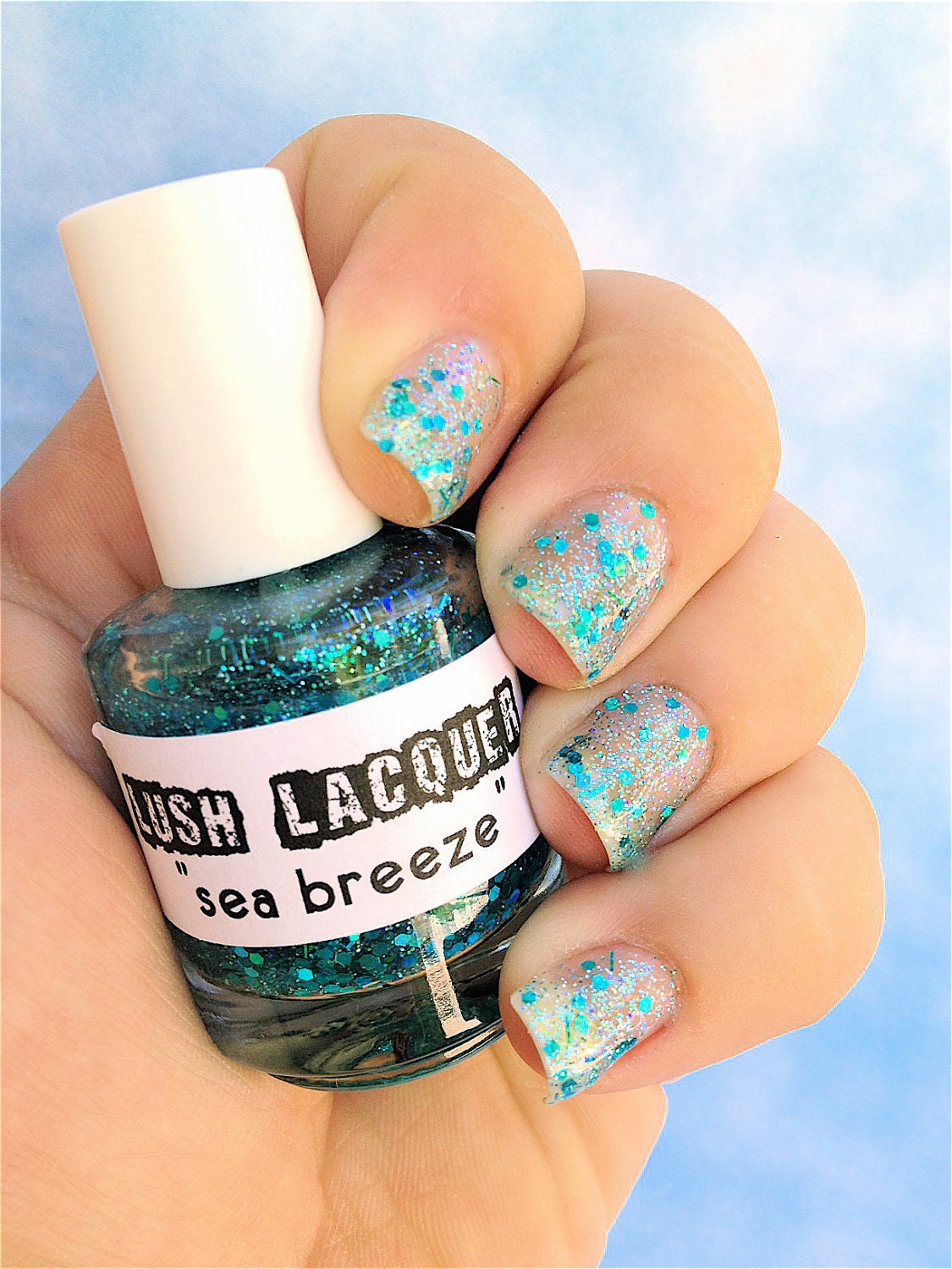 Sea Breeze :  Custom-Blended Glitter Nail Polish / Lacquer