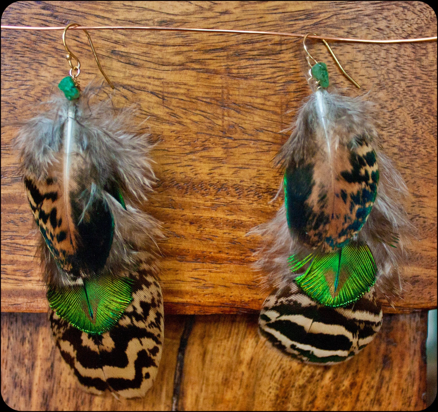 Peacock Feather Earrings - Cruelty Free - SOAR