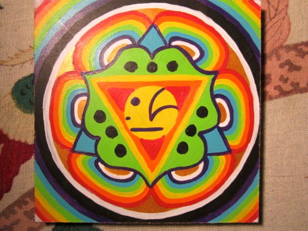 CUSTOM Mayan Rainbow Mandala-6x6in Acrylic Painting