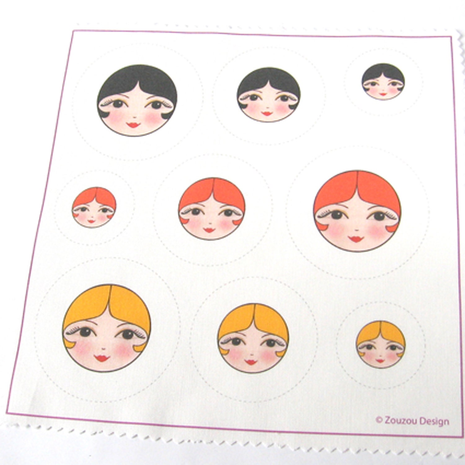 Make Your Own Doll Face Covered Buttons (Set of 9)