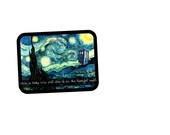 Doctor Who Inspired Starry Night Post Card, Mini Poster, Glossy Laminated Print or Magnet, Vincent Van Gogh Painting