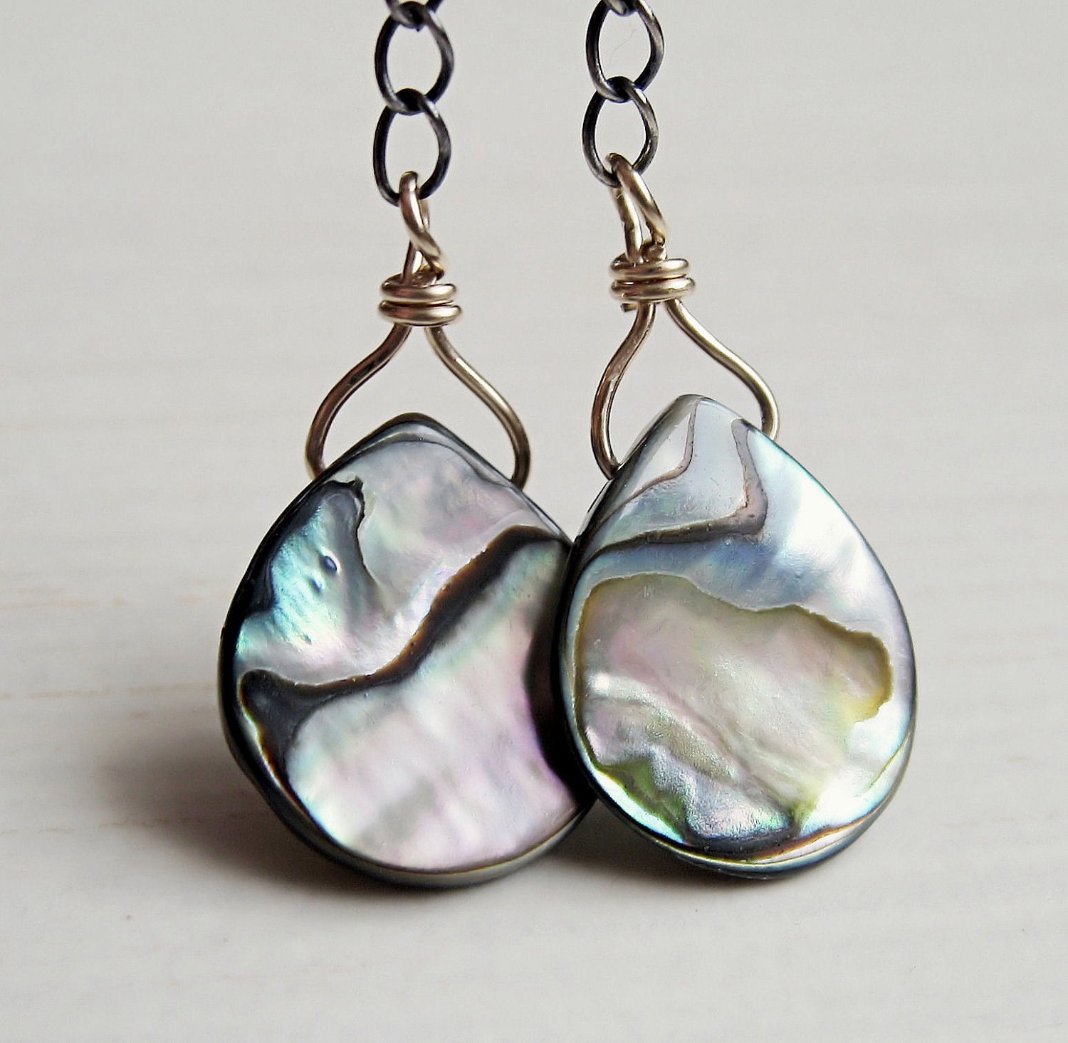 Shell Earrings -  Abalone, Handmade Earrings, Shell Jewelry, Gold Filled,   Shell Jewelry,  Dangle Earrings