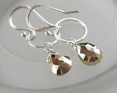 Teardrop Earrings -  Sterling Silver,  Pyrite Earrings, Handmade Jewellery, Sparkle, Gemstone Jewelry