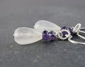 Moonstone Earrings - White, Sterling Silver, Handmade Earrings, Moonstone Jewelry,  June  Birthstone