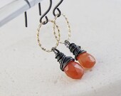 Carnelian Earrings  -  Gemstone  Earrings,  Gold Filled, Oxidized Silver,  Handmade Earrings, Carnelian Jewelry