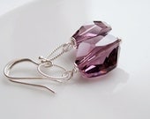 Swarovski Earrings -  Swarovski Jewelry,   Sterling Silver,  Amethyst,  Swarovski Jewelry,        Sparkle, Elegant Jewelry