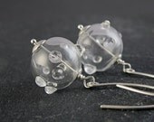 Glass Earrings -   Sterling Silver,  Clear, Handblown,  Handmade Earrings, Hollow, Glass Jewelry