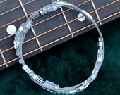 Recycled Guitar String Bangle with Glass Beads Gift for Musician or Music Lover