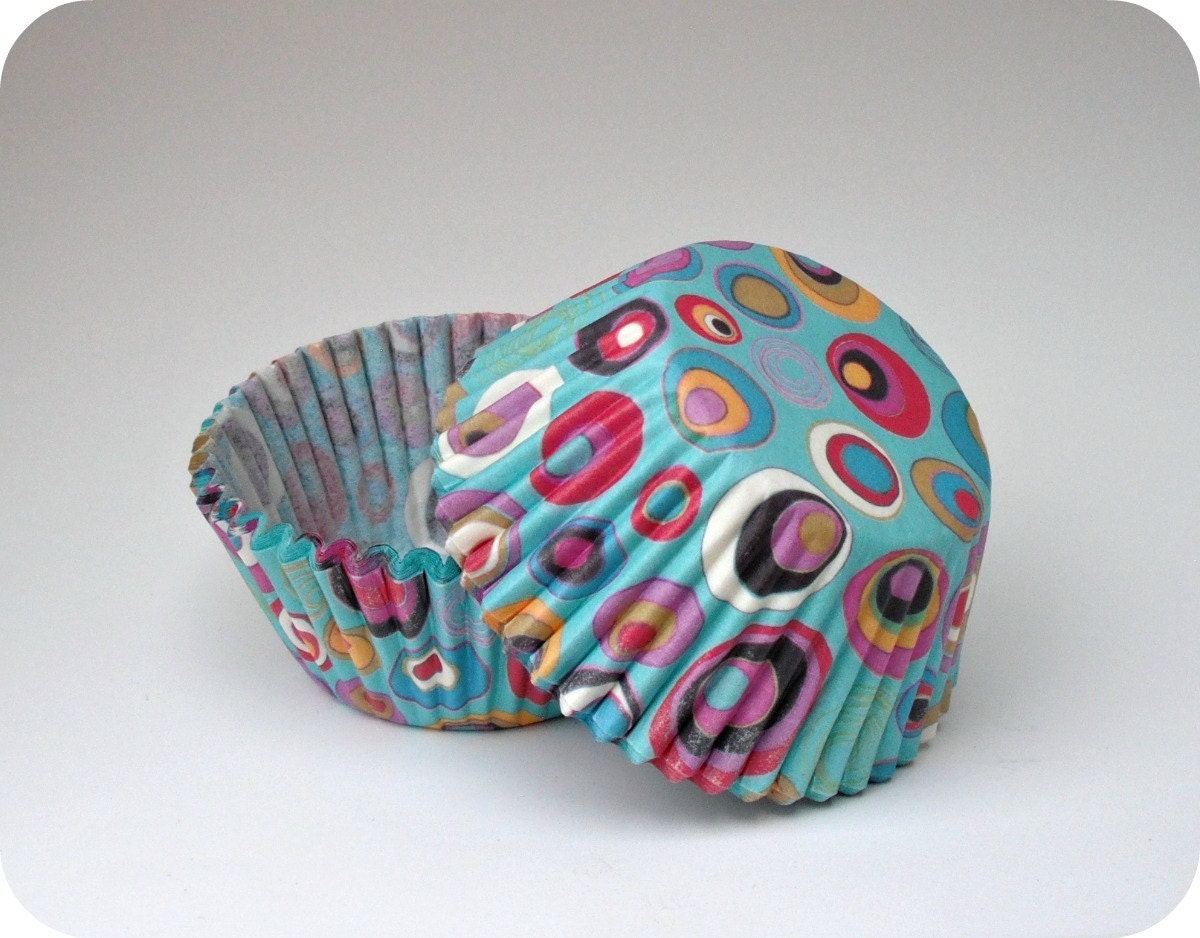 Peacock Polka Dot Baking Cups (45)