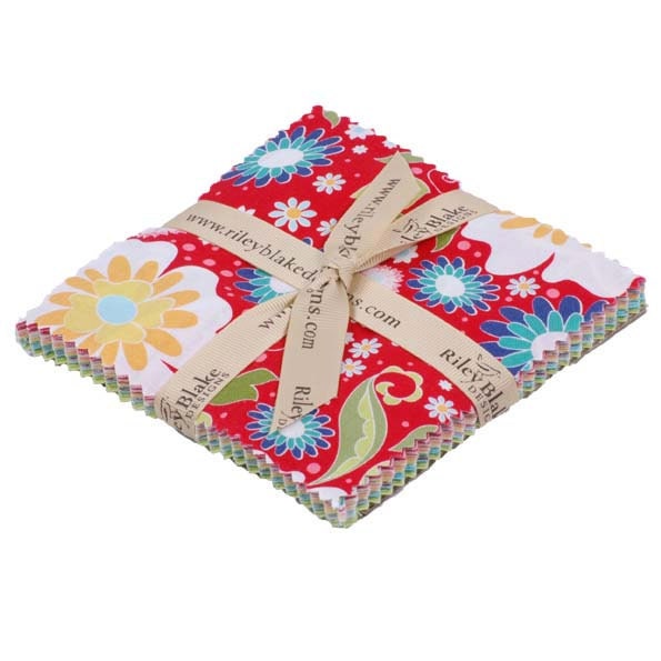 The Quilted Fish  Charm Pack - Apple of my Eye,  24  Five Inch Squares, Precut, Designer Fabric