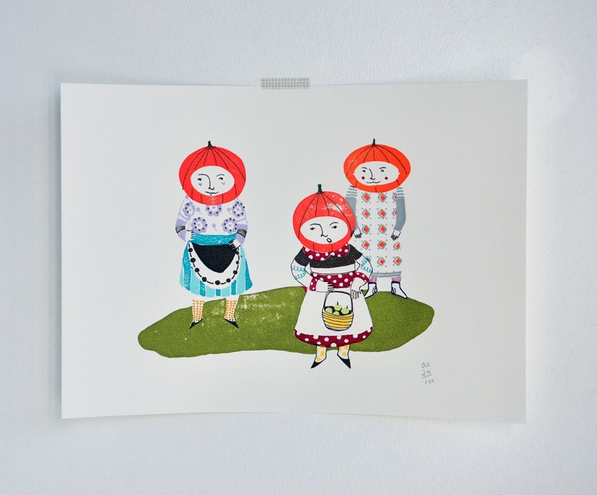 pumpkin girls -  gocco screen print