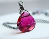 Swarovski Necklace - Pink, Oxidized Silver,  Crystal Jewelry, Handmade Jewellery, Sparkle, Swarovski Jewelry
