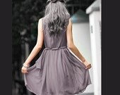 JS131 Cute silk spring dress in gray - JulyS