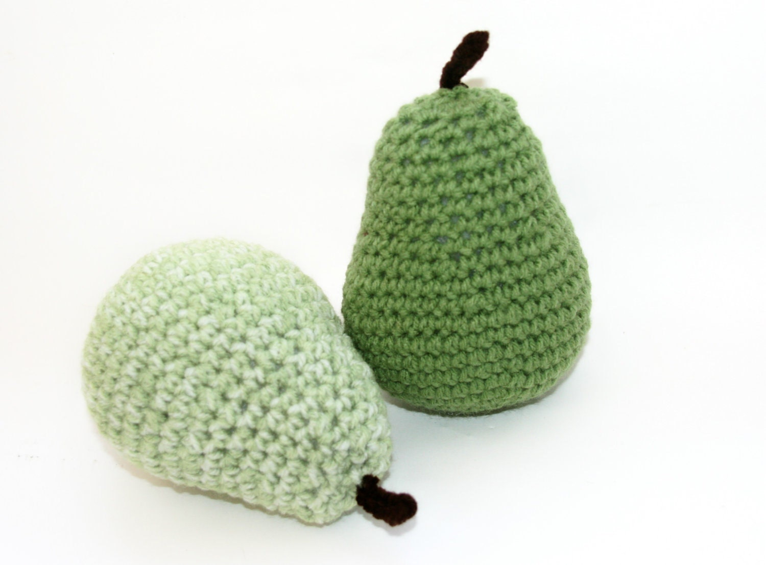 Pear set of two large Perfect pair of pears 2 shades of green with brown stems home spring decor Mothers day gift