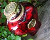 Red Heart Shaped Glass Witch Bottle For Healing Hearts