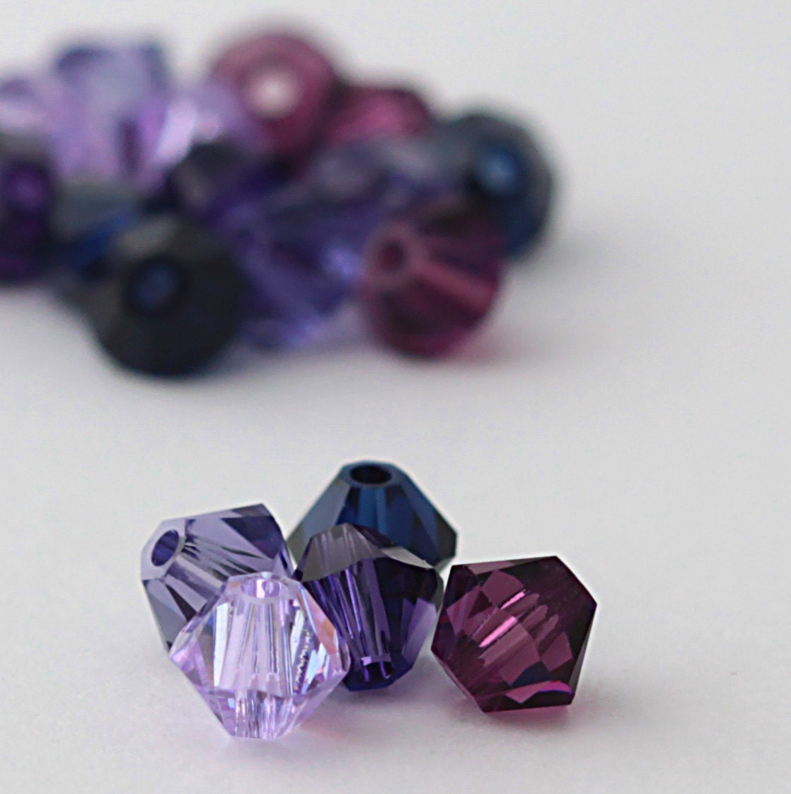 Genuine Swarovski Crystal Bicones - 40,  3 mm and 4 mm Plentiful Purple Mix