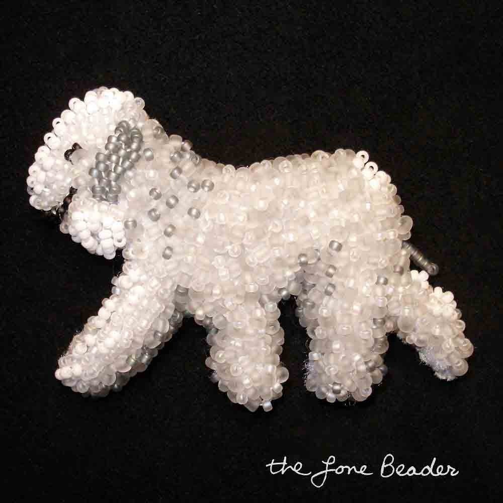 Beaded BEDLINGTON TERRIER art pin/ pendant (Made to Order)
