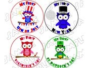 Holiday Onesie Stickers Boy Set of 12 holidays ..... WATERPROOF printed... peel, stick, & click Il_170x135