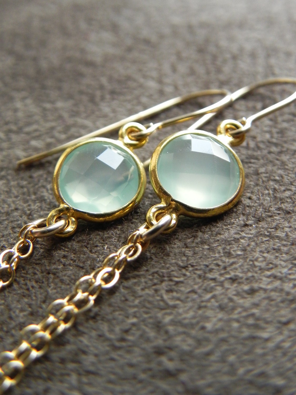 SALE  Prehnite Vermeil and Gold Filled Tassel Earrings SALE