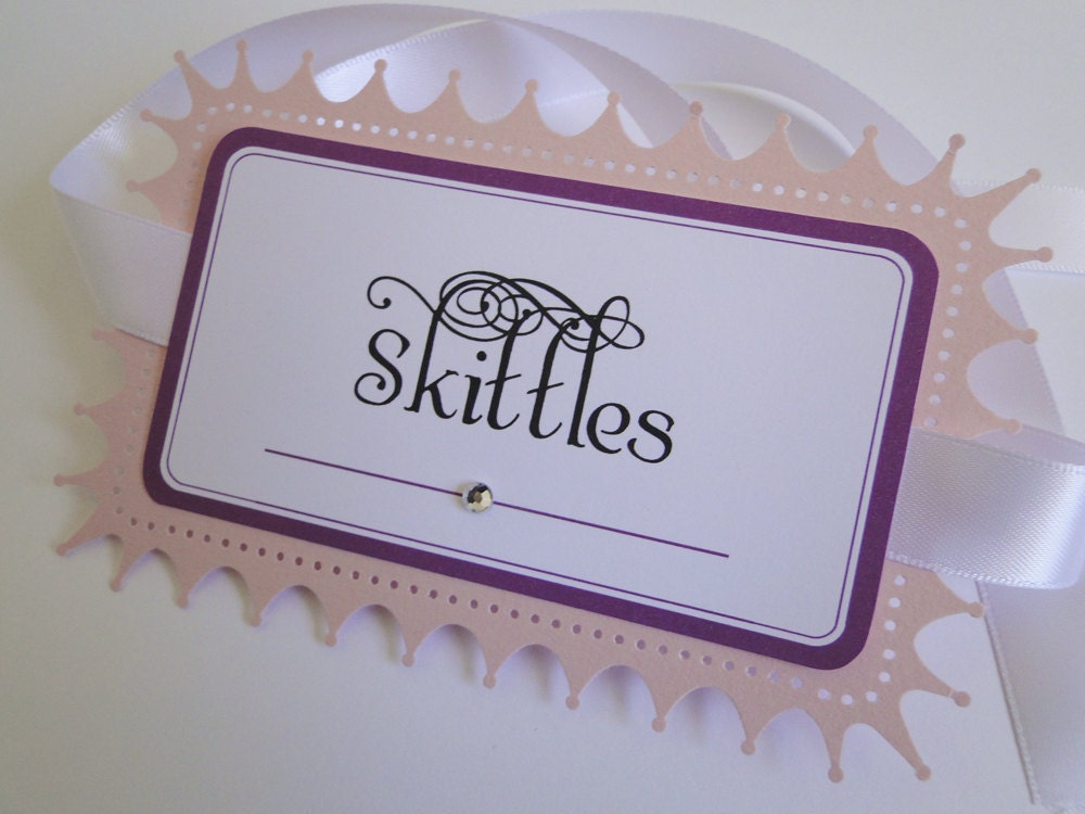 Custom Princess Crown Labels, Food Cards, Escort Cards for Birthday Party or Shower