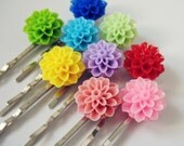 Trio of Vibrant Flower Bobby Pins in Your Color Choice
