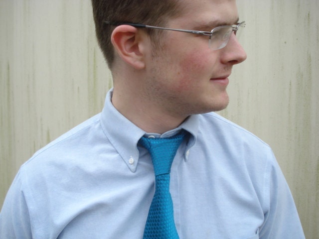 Gucci Power Tie Vintage Necktie Turquoise Silk