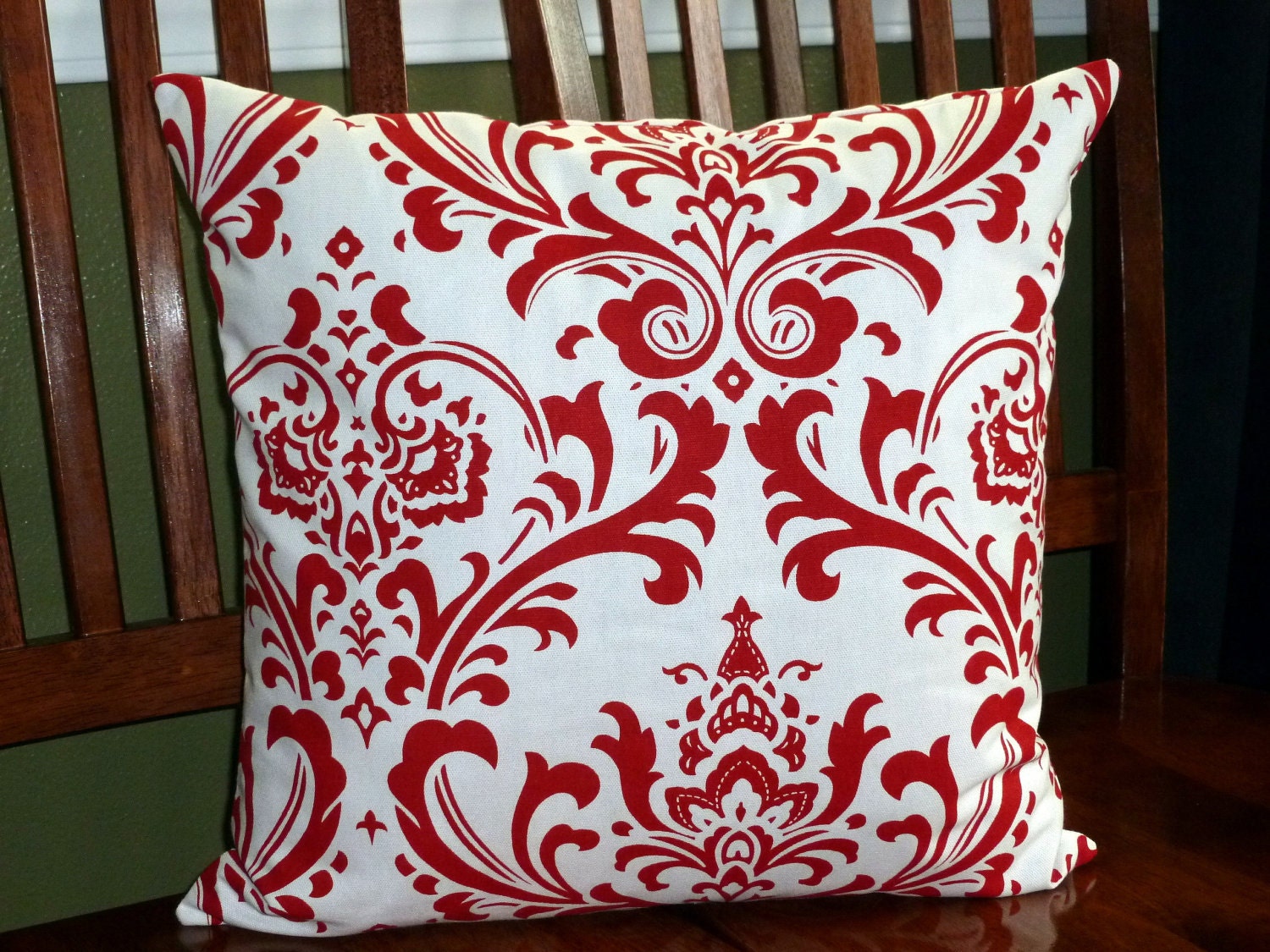 Decorative Accent Throw Pillow Covers - One Red and White 18 Inch