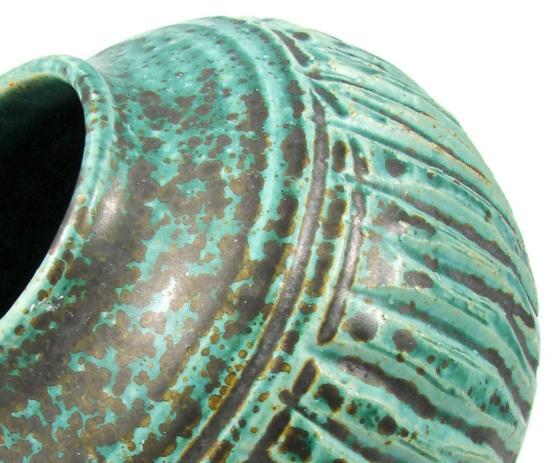 Blue Green Vase - Handmade Ceramic Textured Pottery / Wheel Thrown Stoneware / Ready to Ship