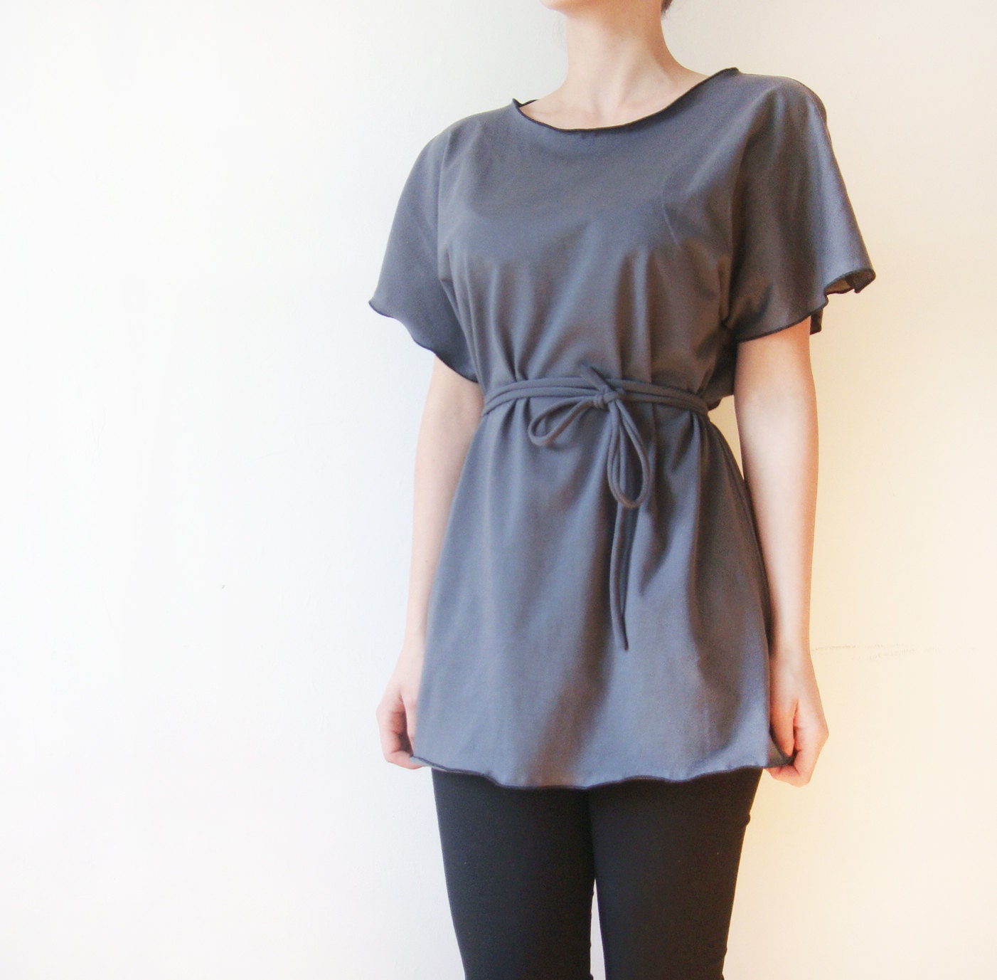 Gray Cotton Jersey Tunic - casual, modern Jersey Tunic - gray, beige, black cotton jersey blouse - oversized jersey blouse