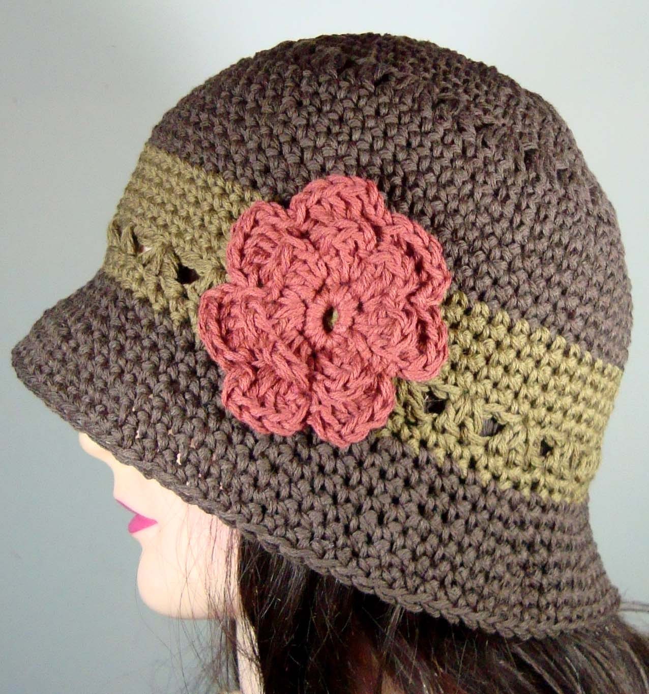 Cloche Hat in Brown, Olive, Rust