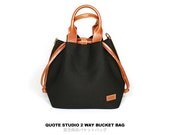 QUOTE Bucket bag Leather n Canvas -- Black
