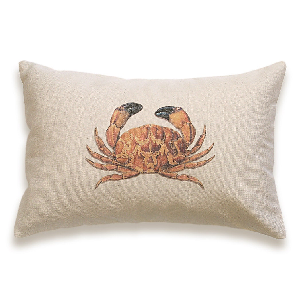 Crab Pillow Cover 12 x 18 inch Natural Cotton PRINT DESIGN 11