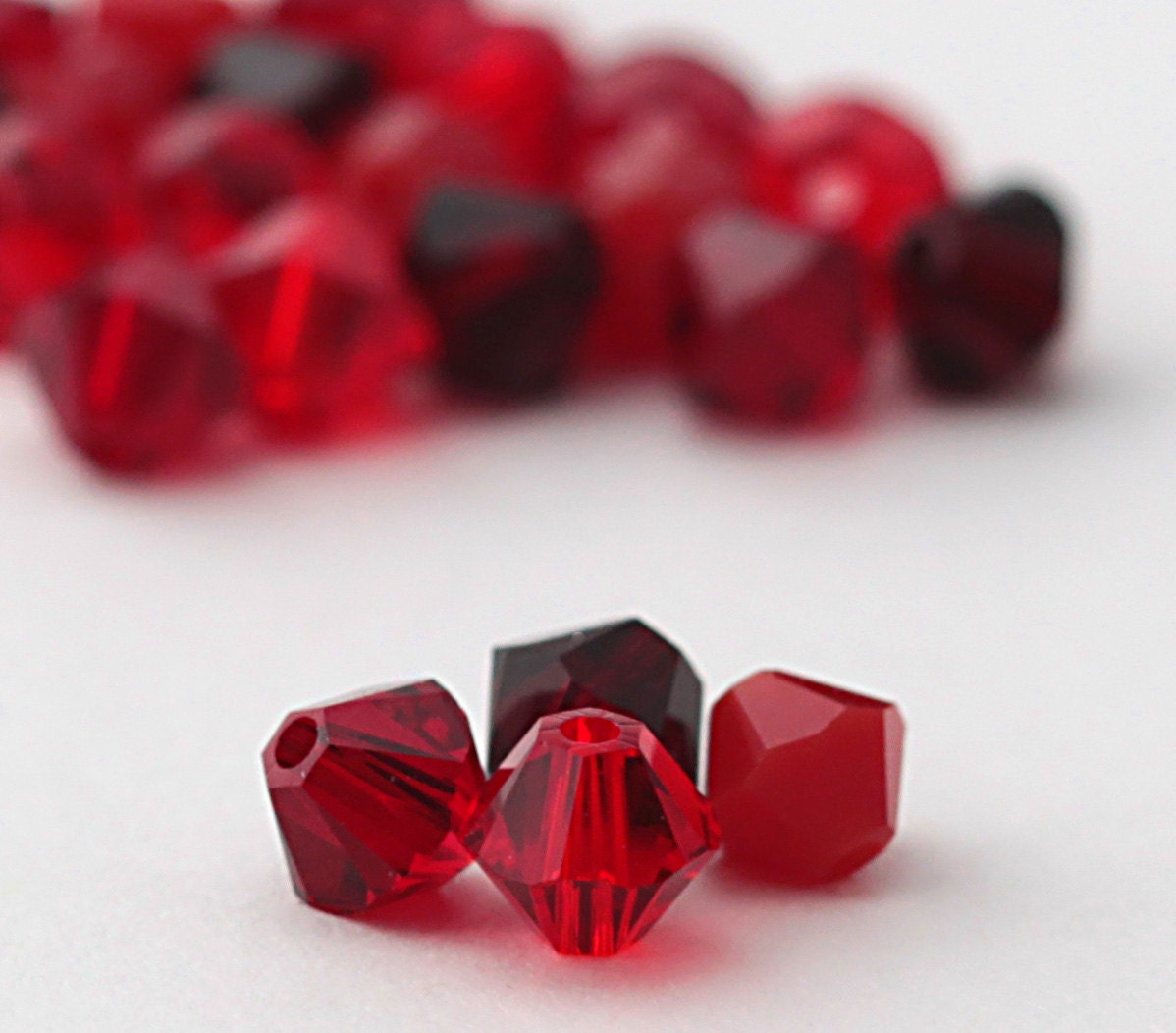 Red Crystal Mix - 40, 4mm Swarovski Crystal Bicones