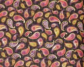 Red Rooster Fabrics - Purple, Pink & Green Paisley on Black