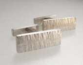 Chunky Sterling Silver Cuff Links - Fixed T Bar - Ridge