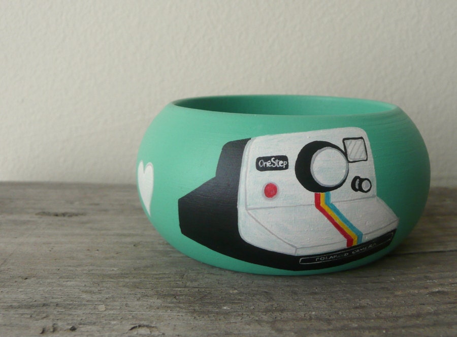 READY TO SHIP : i love polaroids handpainted wooden bracelet - Aramar READY TO SHIP : i love polaroids handpainted wooden bracelet - Aramar