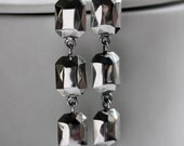 Faceted metal gem dangle earrings - recycled sterling silver - hand faceted - OOAK - artisan metalsmith
