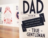 Father's Day Card  Dad You Are A True Gentleman Vintage Typography Greetings Card