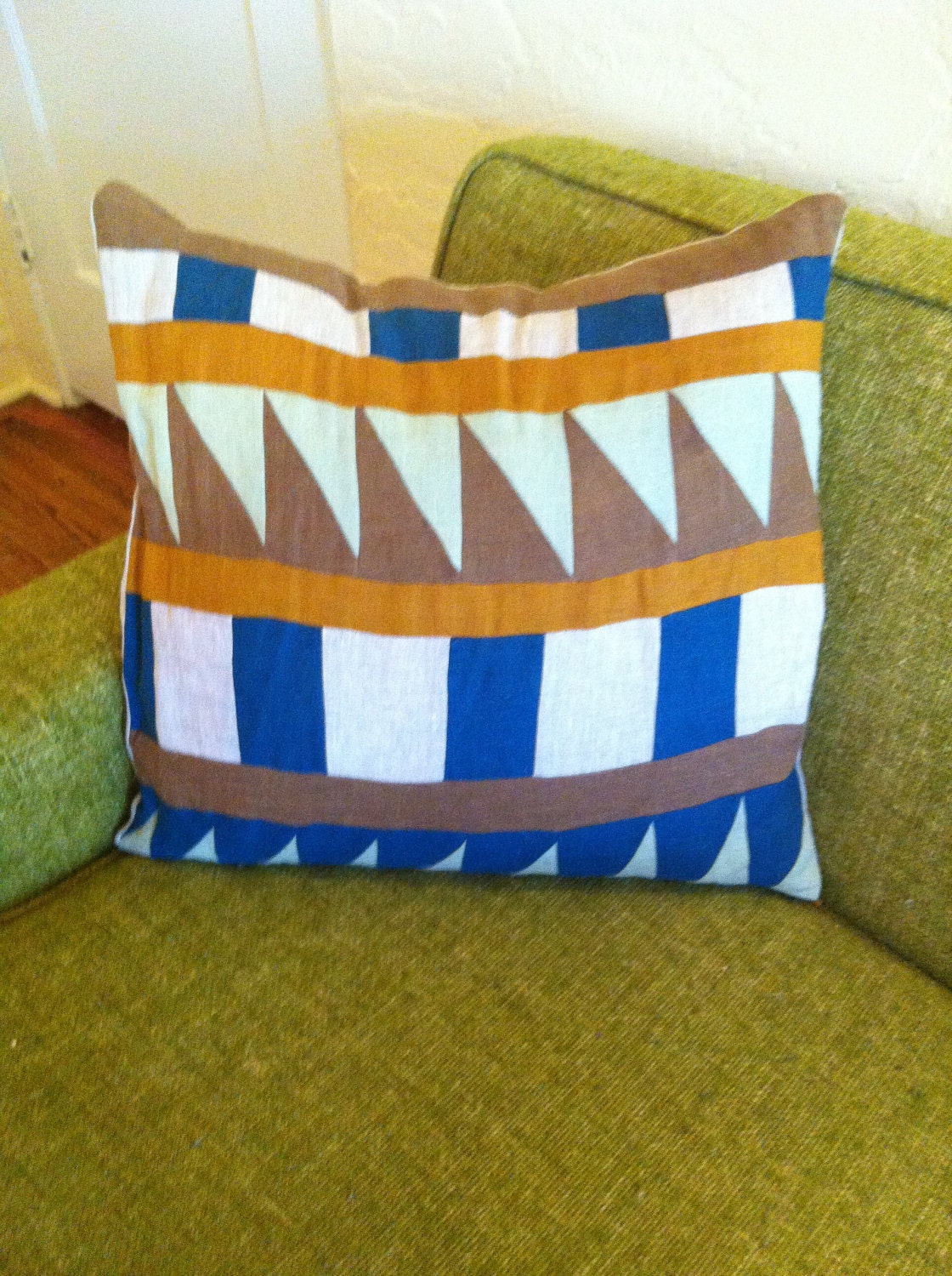 Geometric Linen Patchwork Pillow