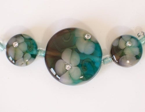 Handmade Lampwork Beads Sparkling Caspian Sea Bead set 3 Made To Order