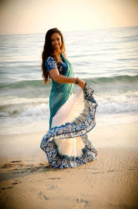 Indian Batik Skirt - Sea Blue - GopiSkirts