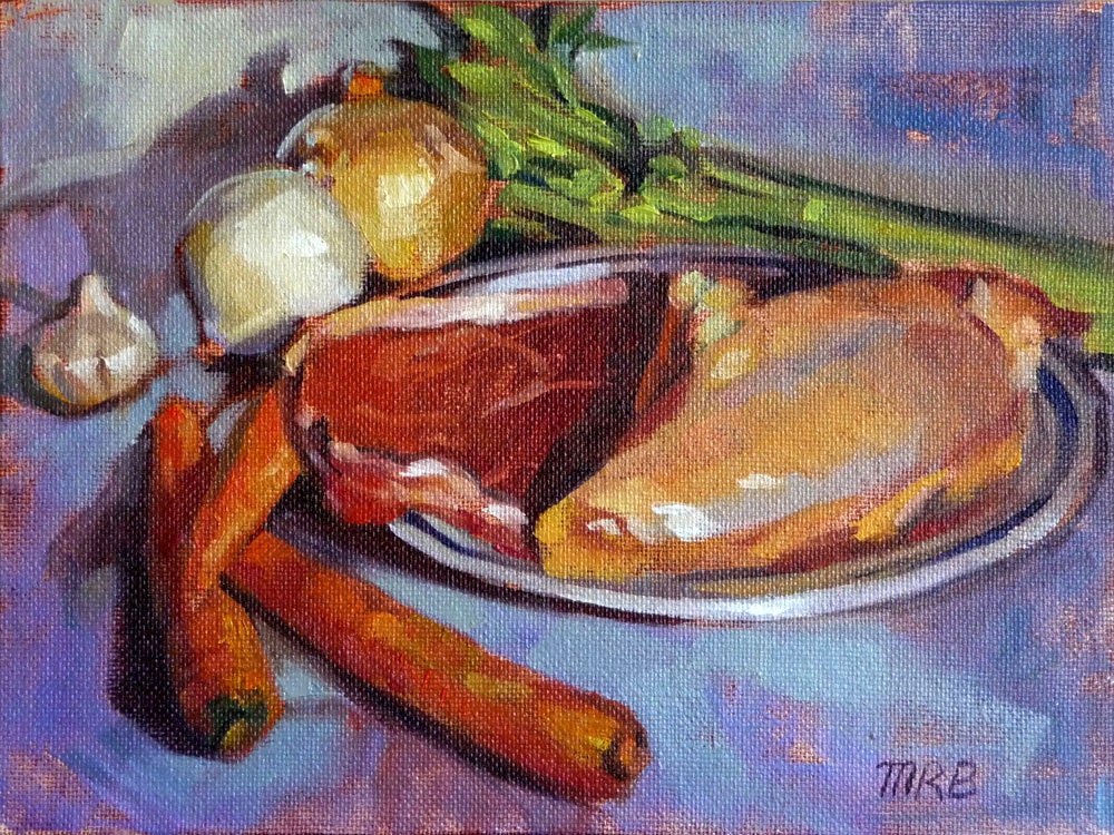 Mise En Place, original oil painting, 5x7"
