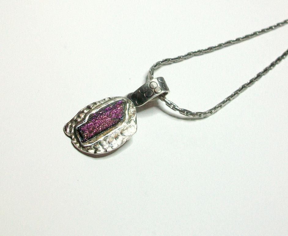 Purple Reptile Skin Necklace Rainbow Hematite Sterling