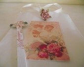 Wedding  Favor  Bag  With Vintage Color  Rose Flower   Wedding White Ribbon Satin