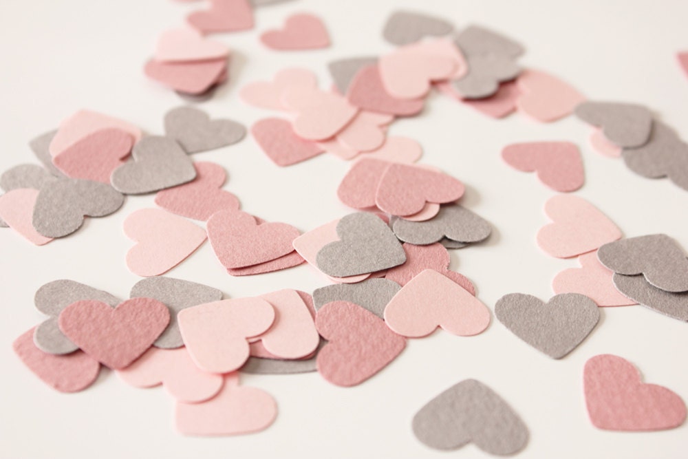 small heart shaped confetti - pale, baby and dusty pink - inkcafesupplies