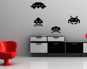 Space Invaders Video Game Alien - Vinyl Wall Decals - ScreenPrintArts